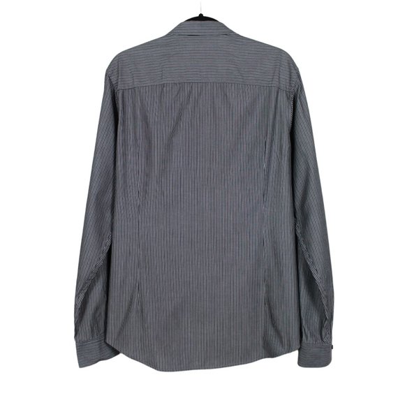 Perry Ellis Grey Striped Casual Dress Shirt - Picture 3 of 16
